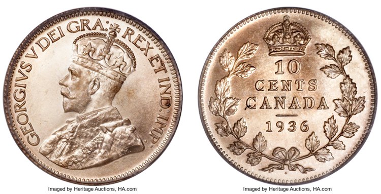 1936 Canada George V 10 Cent