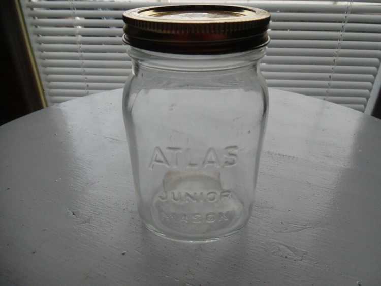 Atlas Junior Mason Clear Fruit Jar 4 12 Tall 2 34 Square