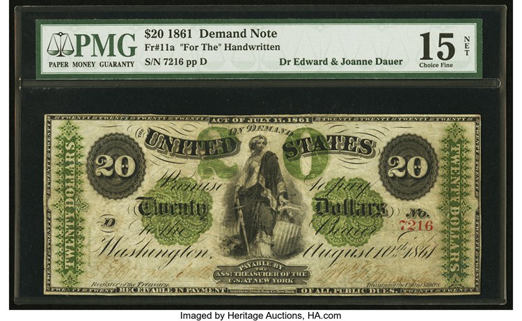 Fr. 11a $20 1861 Demand Note