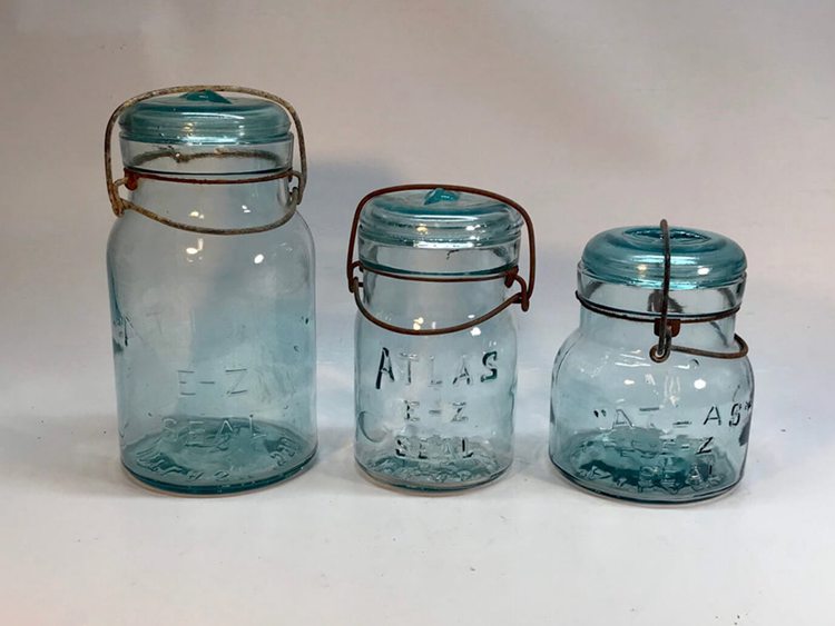 12 Old Zinc Atlas Glass Canning Jar Lids 
