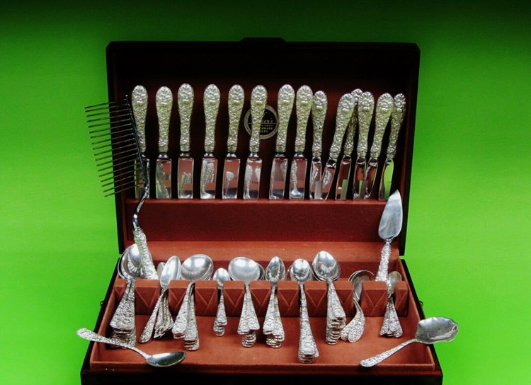 Rose By Stieff Sterling Silver Repousse Flatware Set