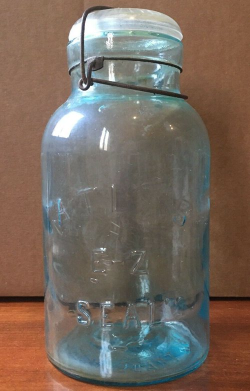 Vintage Atlas EZ Seal Mason Jar, Wavy Glass, Bubbles