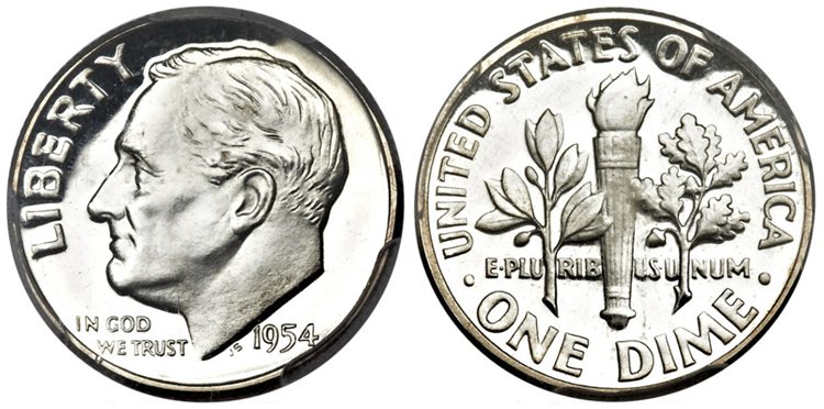 1954 Roosevelt Dime $9,400
