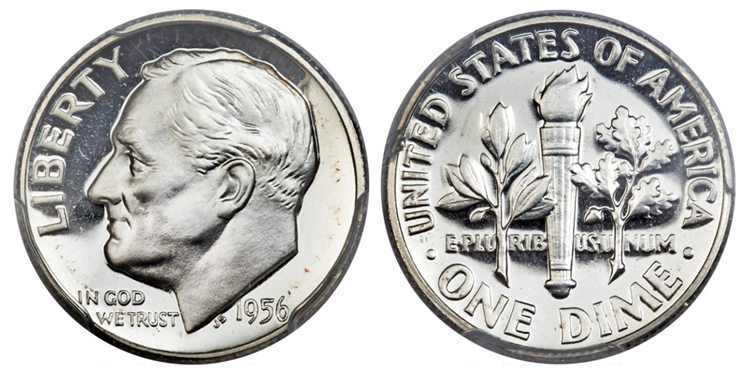 1956 Roosevelt Dime $19,975