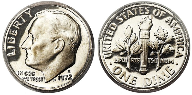 1972 S Roosevelt Dime $8,400