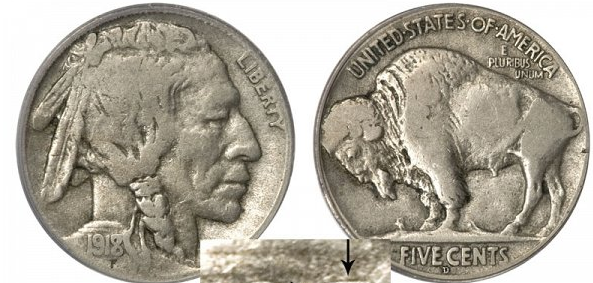 1. 1918 D Buffalo Nickel 8 Over 7  $264,500