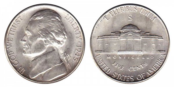 14. 1945 S Jefferson Nickel $8,625