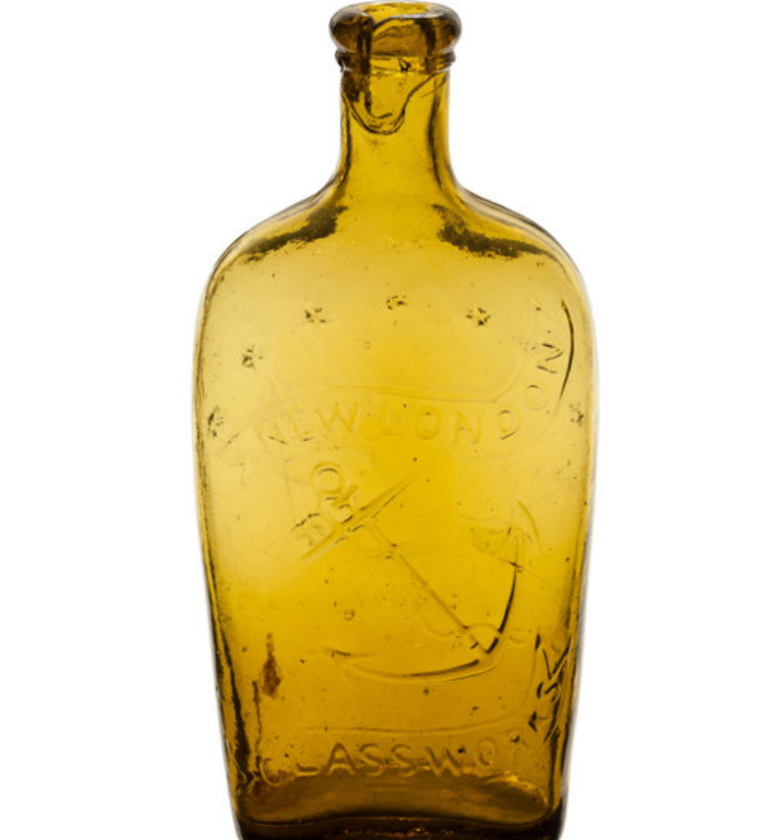 14. New London Glass Works Yellow Pint Bottle