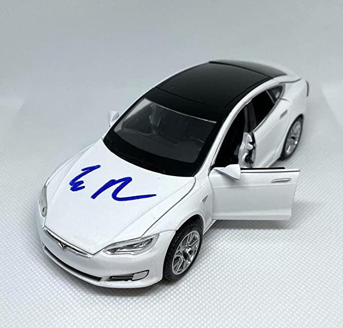 15. Elon Musk Signed Autograph Diecast Tesla Model S White Car