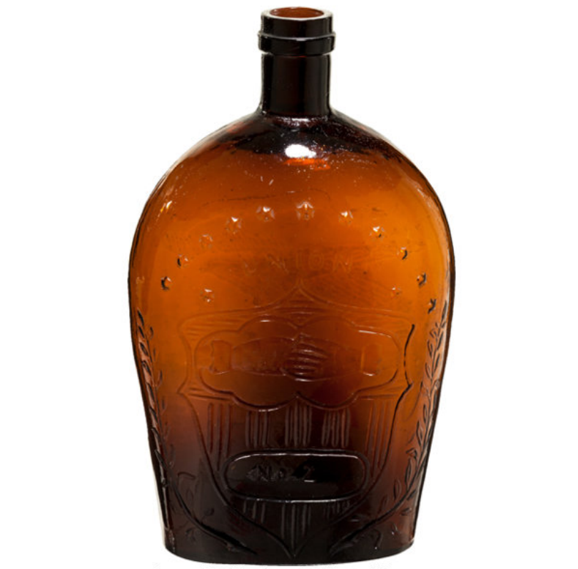 15. Union Clasped Hands Amber Bottle