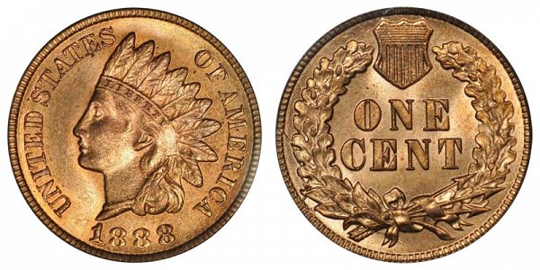 1888 Indian Head Cent Last 8 Over 7