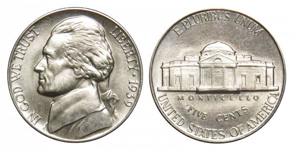 3. 1939 Jefferson Nickel Reverse of 1940 $23,500