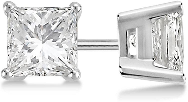 3. Princess Cut Fancy Diamond Solitaire Earrings Palladium