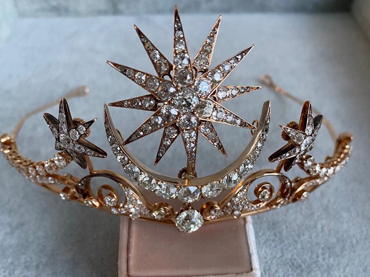 3. Victorian Era Antique Diamond and Rose Gold Tiara