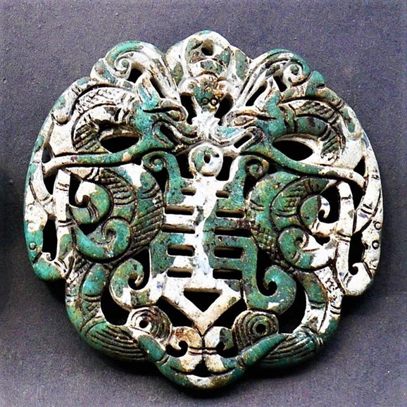4. Genuine Green Natural Jade Jadeite Carved Longevity Dragon Pendant