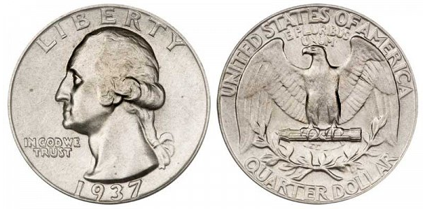 5. 1937 Washington Quarter Doubled Die Obverse $21,150
