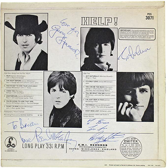 5. Beatles Signed 1965 Help! Album Cover