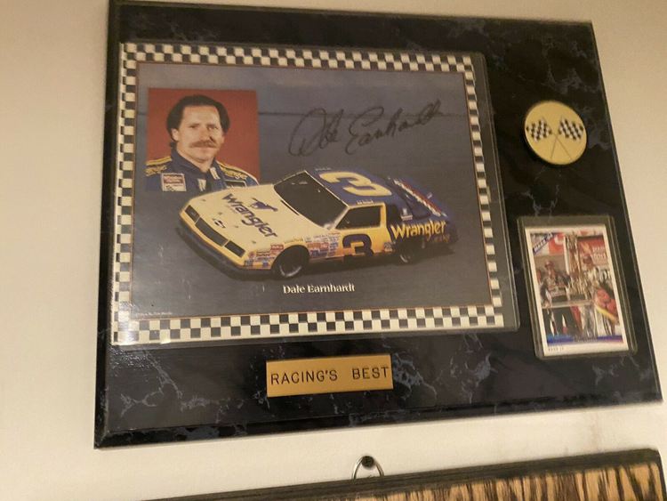 6. Dale Earnhardt Autographed Plaque And Card Wrangler Collectable