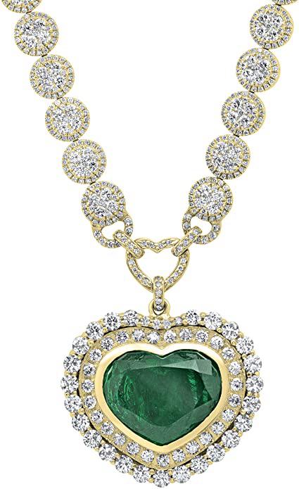 7. Dazzlingrock Collection Heart Colombian Emerald & Round White Diamond