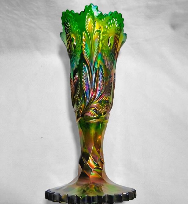 8. Millersburge Hobster and Feather Vase in Green