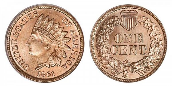 Copper-Nickel Oak Wreath With Shield (1860-1864) Value & Chart