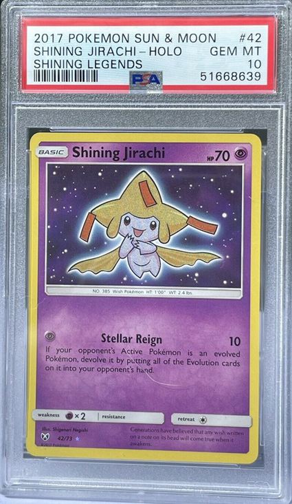 13. 2017 Pokemon Sun & Moon Shining Jirachi-Holo Shining Legends Card