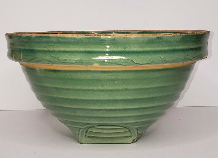 15. Nelson Mccoy Pottery Green Stoneware Mixing Bowl