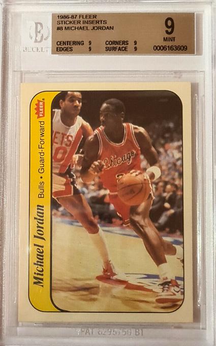 17. Michael Jordan 1986-87 Fleer BGS 9 Rookie Sticker Card