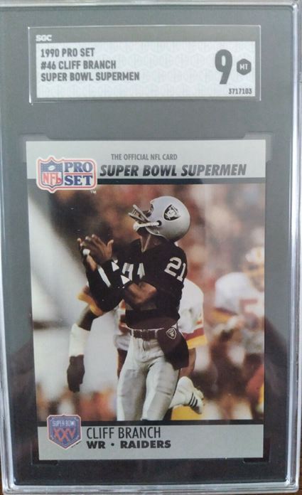 19. 1990 Pro Set Cliff Branch Super Bowl Supermen WR-Raiders Card