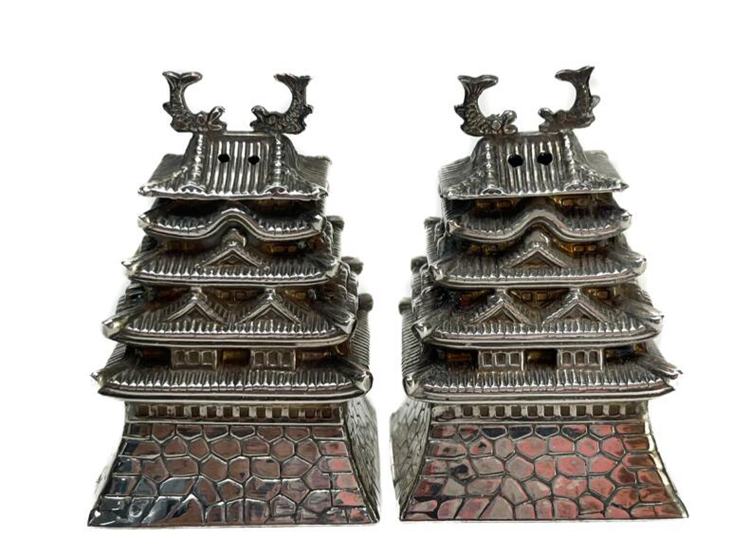 2. Japanese Sterling Silver Salt and Pepper shakers