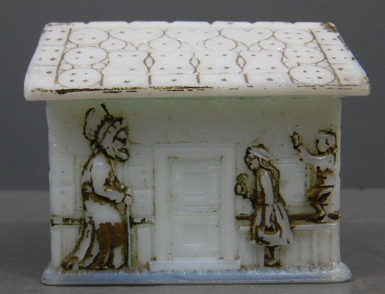 21. Antique Rare Milk Glass Signed Gingerbread House