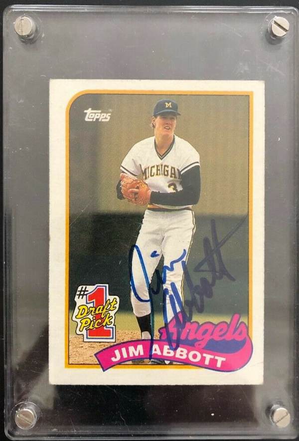 24. 1989 Topps Jim Abbott Rookie Card Signed