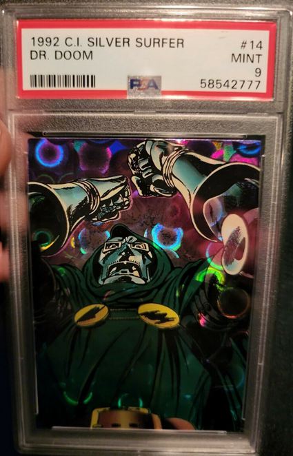 25. 1992 Comic Images Marvel Silver Surfer Dr. Doom Prism Card