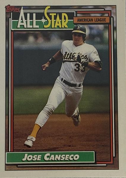 25. Jose Canseco Topps 1992 All-Star Baseball Card
