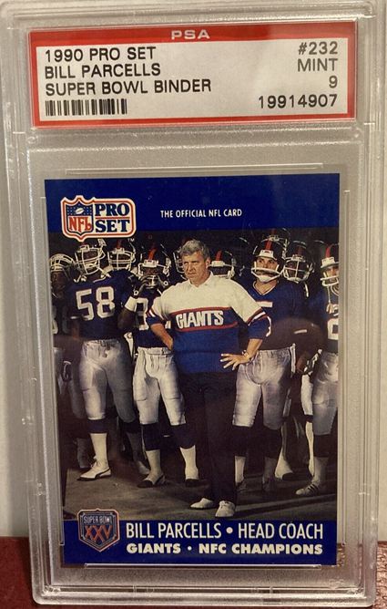 4. 1990 Pro Set Bill Parcells Super Bowl Binder Giants – NFC Champions Card
