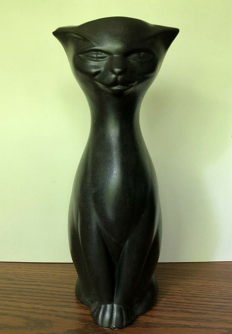4. Vintage Mccoy Matte Black Cat Pottery Vase Planter
