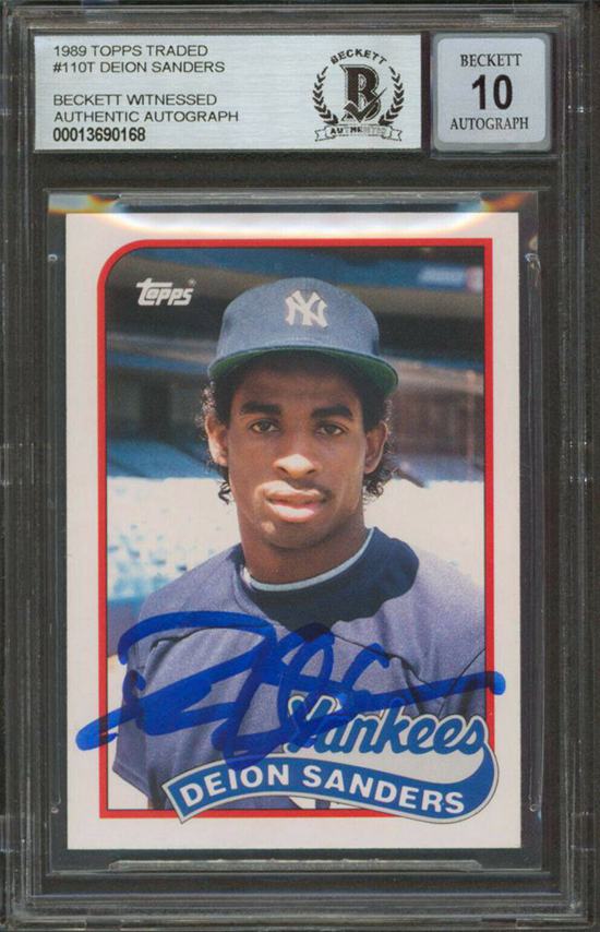 5. 1989 Deion Sanders Yankees Signed Card