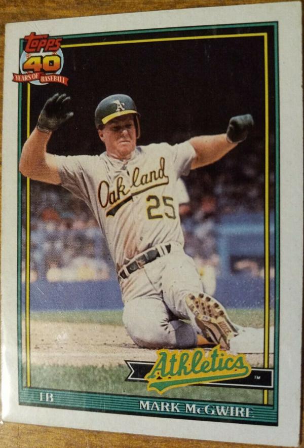 5. 1991 Mark McGwire Baseball Card Topps 40 Years Of Baseball Error Card
