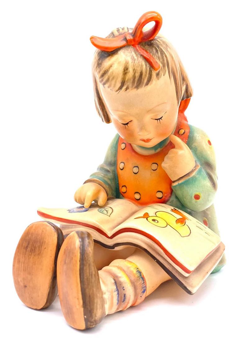 7. Rare - Hummel - Bookworm - Girl Sitting Down Reading A Book