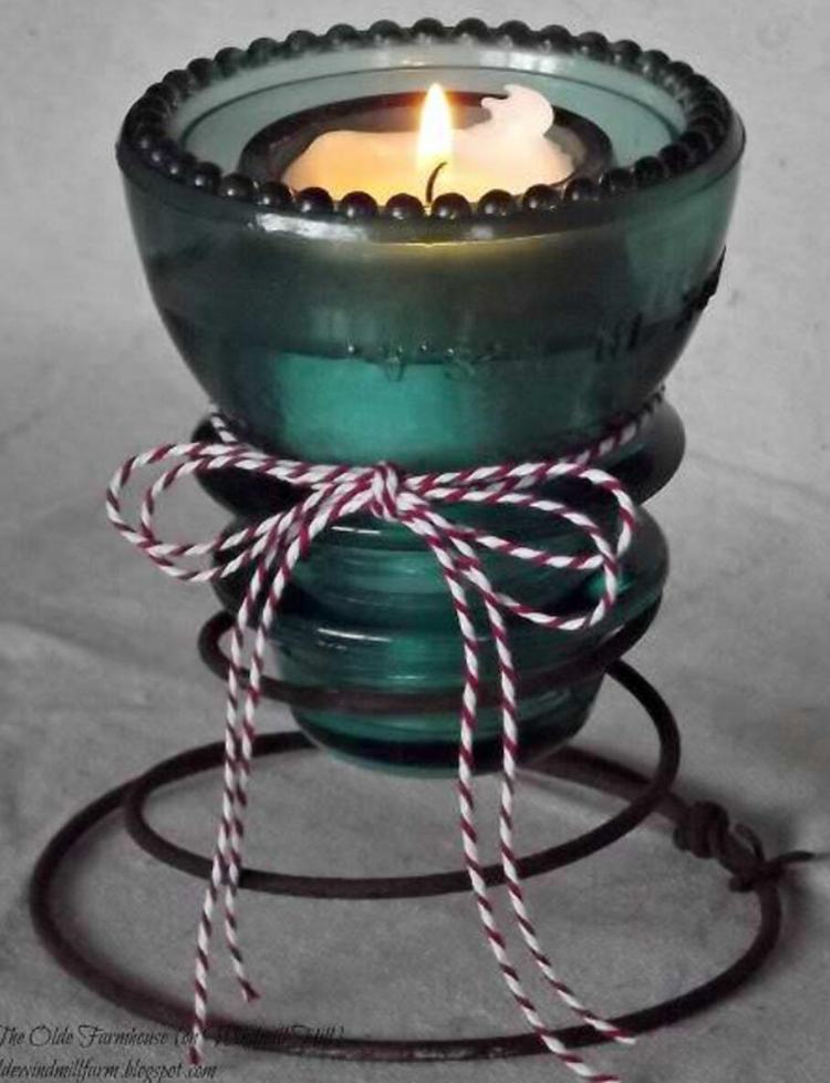 Insulator Glass As A Candle Holder