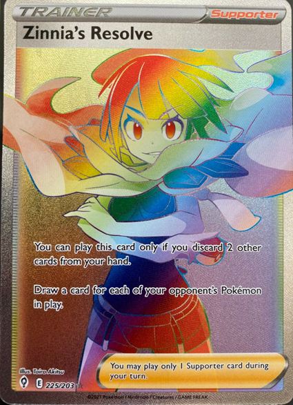 17. Pokémon Card Zinnia's Resolve Secret Rare Evolving Skies