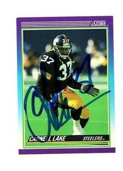 29. Carnell Lake Signed Autograph 1990 Score Rookie Steelers