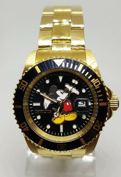 5. Invicta 42mm Disney limited pro Diver 18k gold plated mickey mouse watch