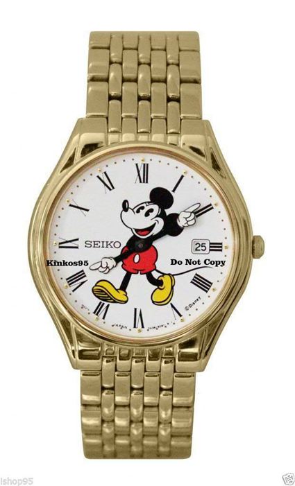 8. Ladies Disney Mickey Mouse Gold Seiko Date Watch