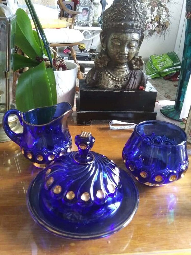 11. Antique Cobalt Blue Glass Set