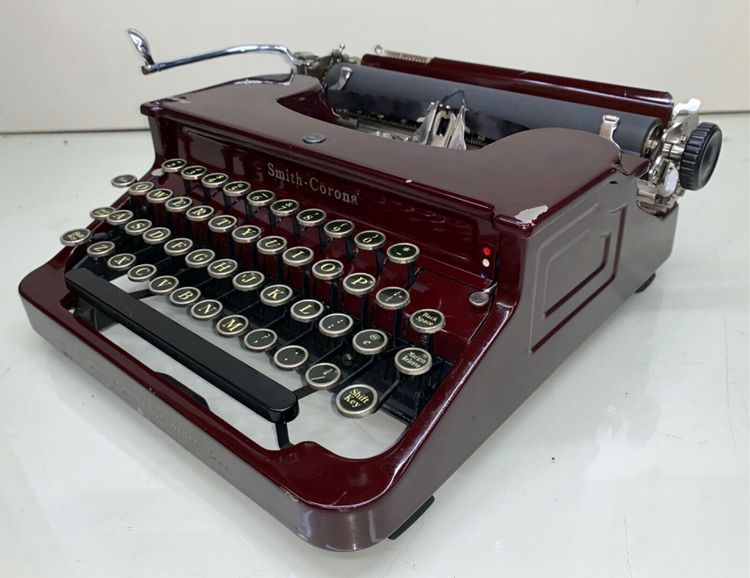 Antique 1931 Smith Corona Red (Maroon) S-C Vintage Typewriter