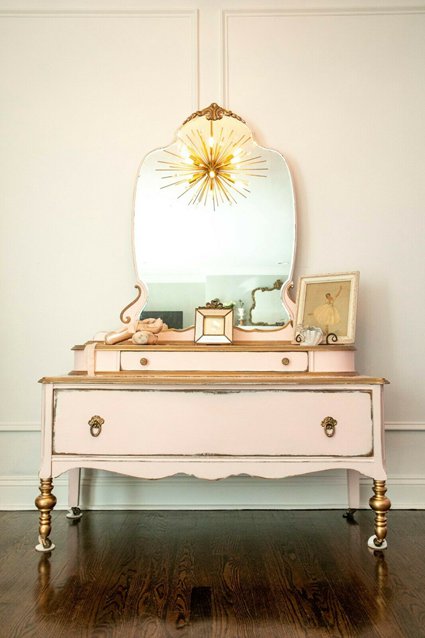 Antique 1950s Vanity Dressing Table with Mirror Ballerina Inspired Pink Bedroom