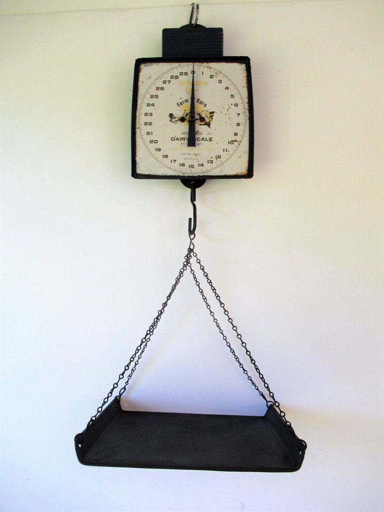 Antique Hanging Dairy Scale & Tray