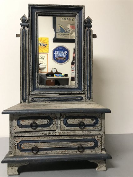 Antique Mirror Dresser Vanity Table Top Jewelry Box