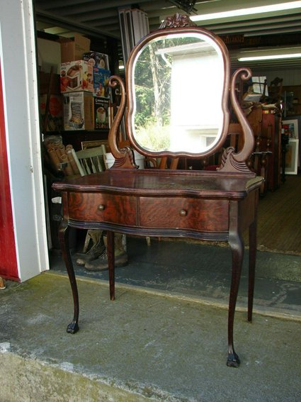 Antique Oak 2 Drawer Dressing Table Vanity